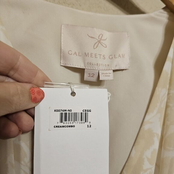 NWT Gal Meets Glam Esther Long Sleeve Midi Dress Cream Combo Print Size 12 - Picture 5 of 9